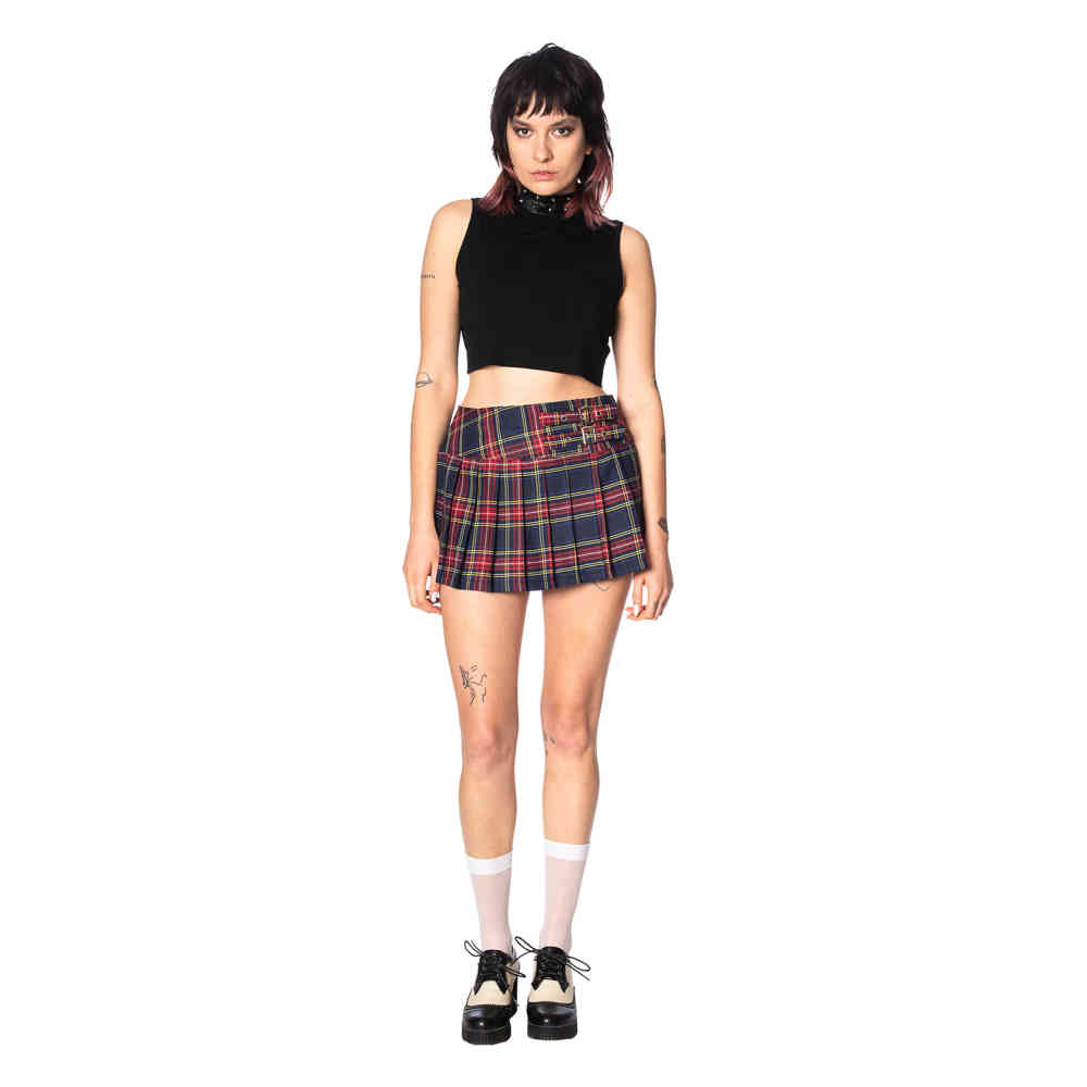 Banned - Darkdoll Korte rok - Blauw/Rood